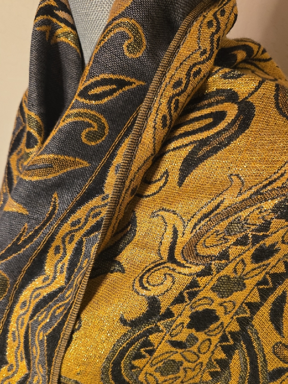 Reversible Paisley Jacquard Shawl / Pashima - Picture 2 of 13